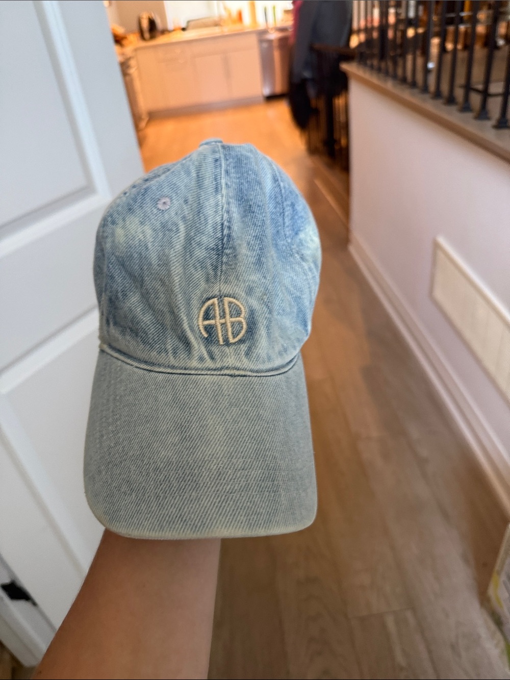 Anine Bing Pale Blue Denim Baseball Cap with AB Logo
